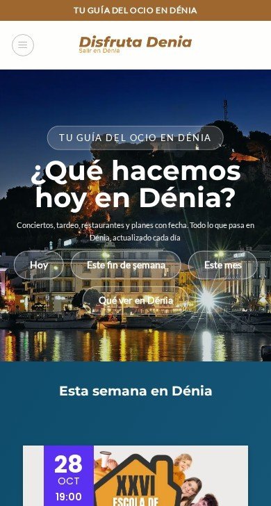 Web de Disfruta Dénia en el móvil