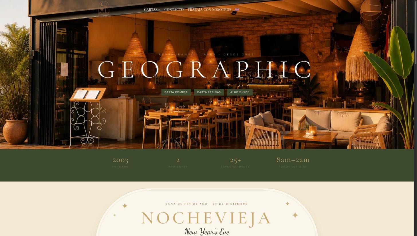 Portada de la web del restaurante Geographic en Jávea