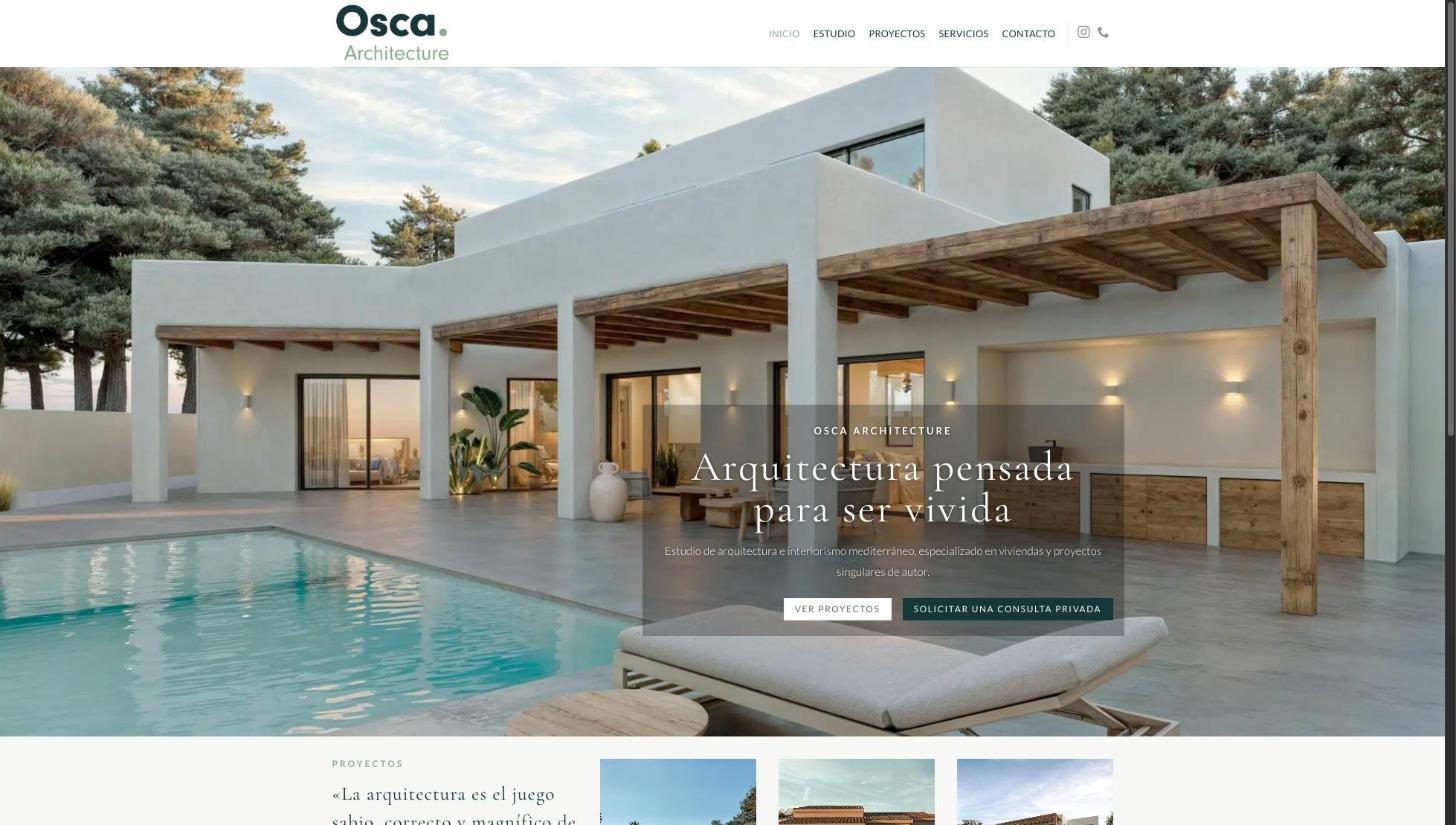 Portada de la web de Osca Architecture, estudio de arquitectura en Moraira
